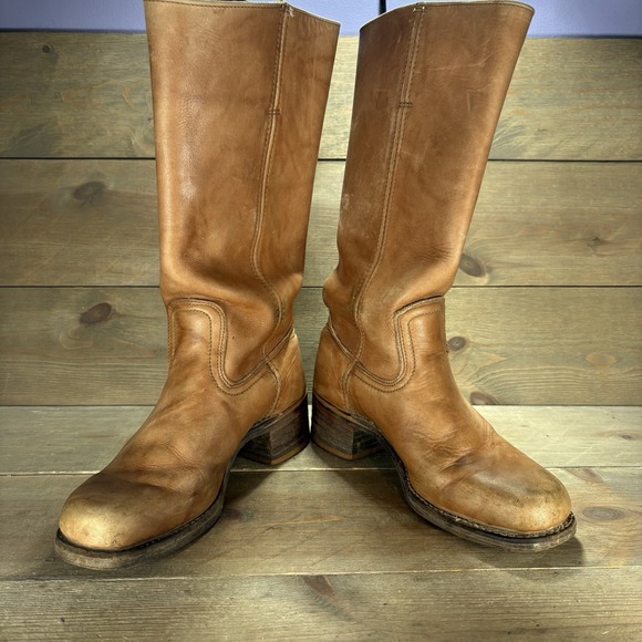 frye campus womens size 8 shoes brown leather tall heel riding boots USA - Picture 3 of 11